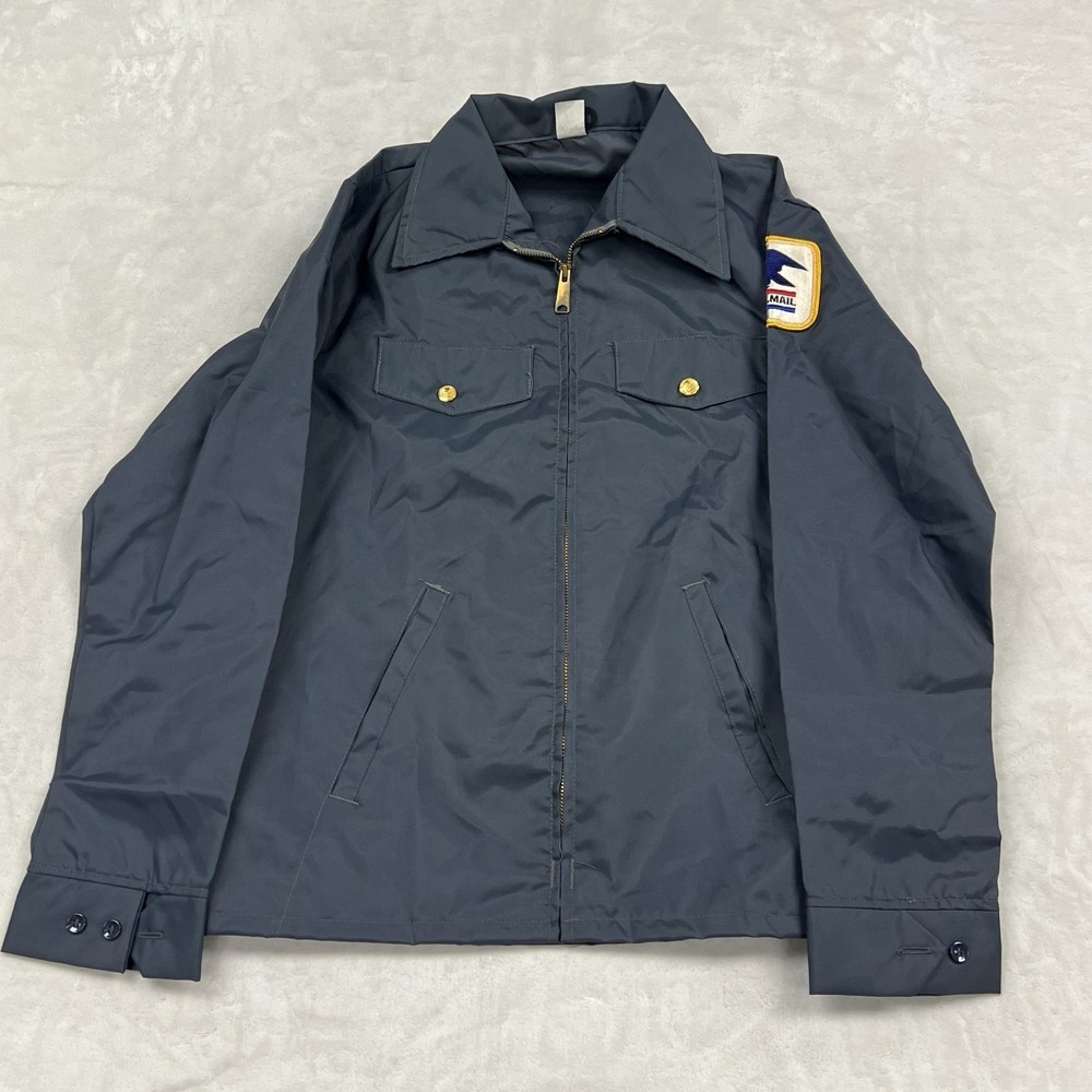 70s USPS Vintage Postal Uniform Jacket Men ML Blue Eagle Patch Full Zip Workwear